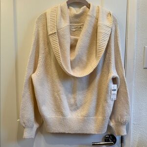NWT Anthropologie Cream Cowl Neck Sweater